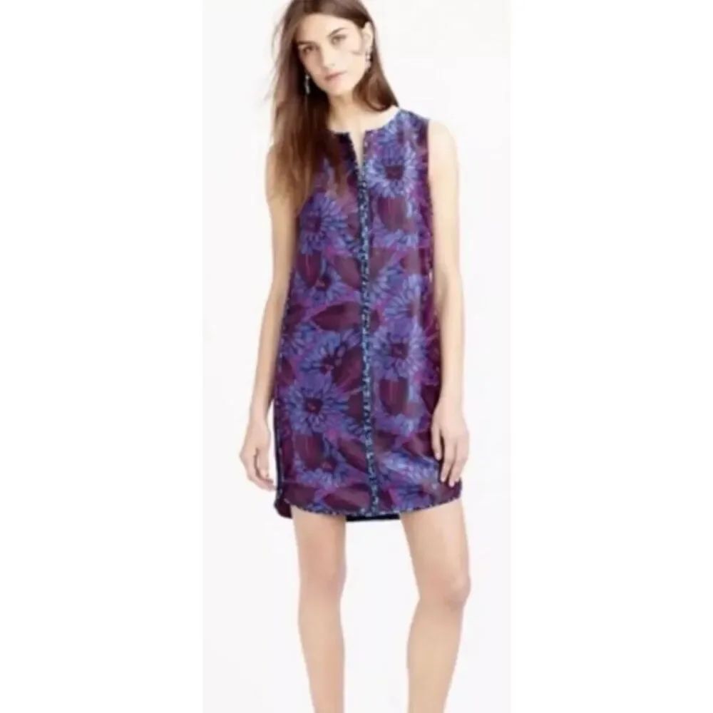 J.Crew Midnight Floral Jacquard Shift Dress Size 4